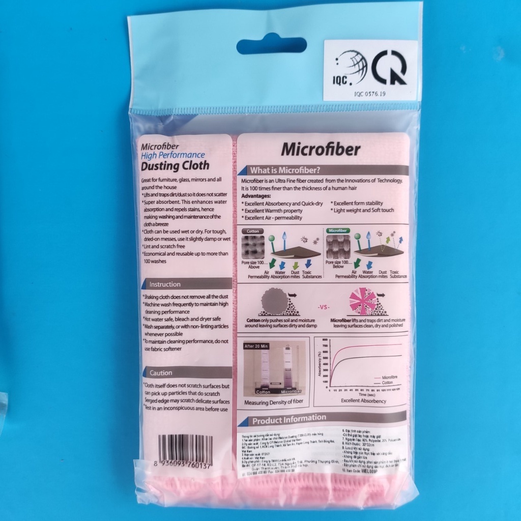 Khăn lau đĩa Lock&Lock Welcron Premium WEL002  - màu xanh