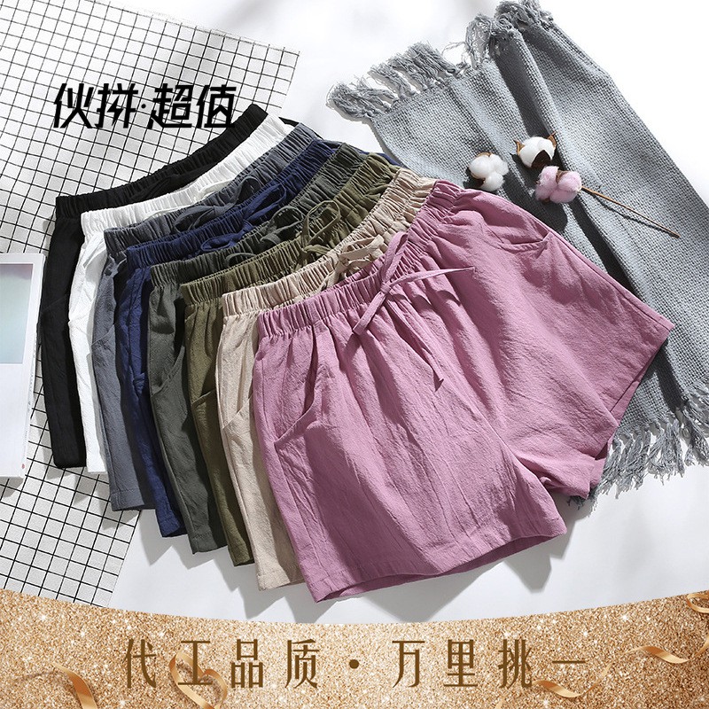 Quần Short Vải Lanh Cotton Ống Rộng Lưng Cao Thời Trang Mùa Hè Mới Cho Nữ 21 | BigBuy360 - bigbuy360.vn