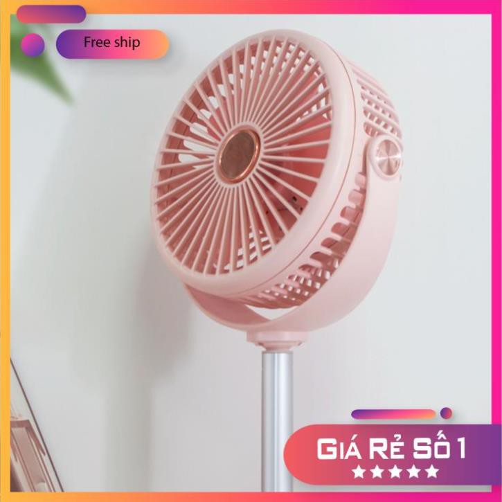 Quạt tích điện mini cầm tay -để bàn có đèn ngủ -quay 360 độ kéo dài thu gọn,tháo rời tiện lợi