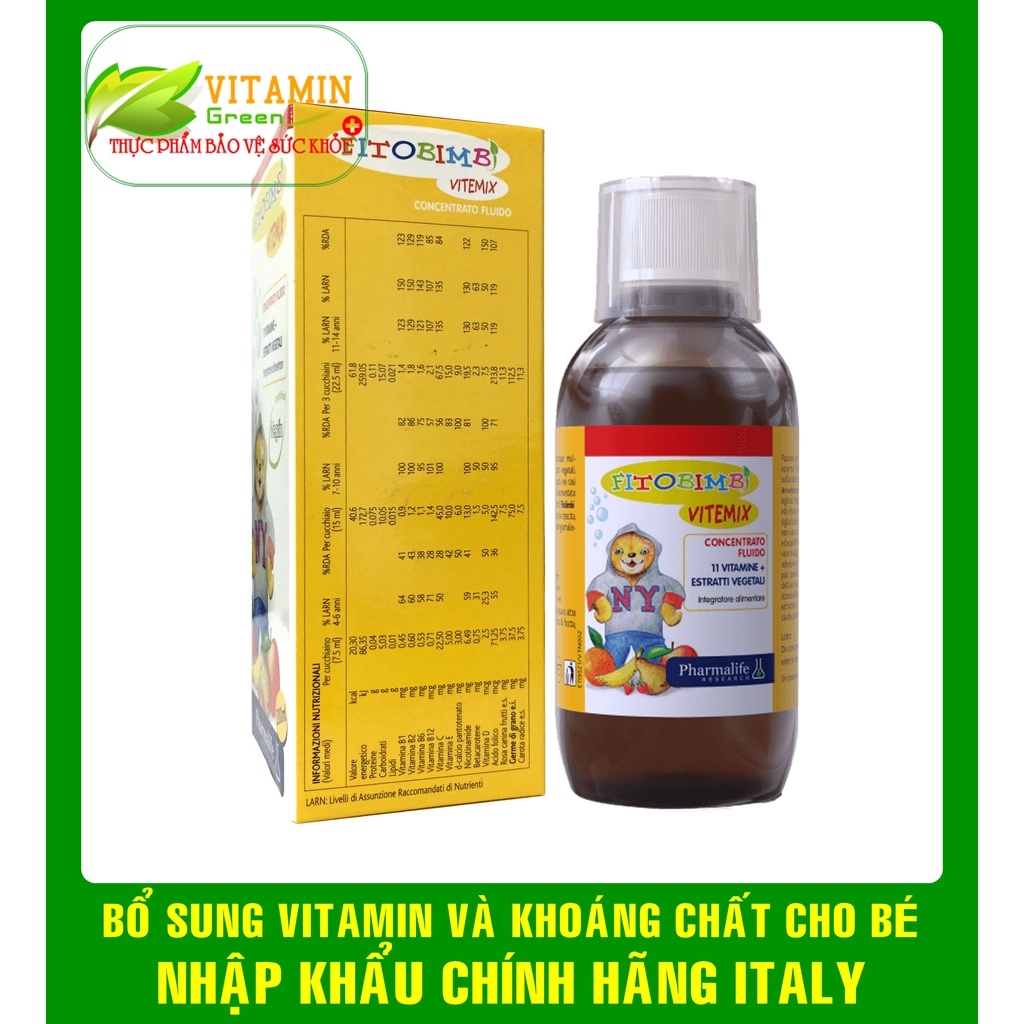 FITOBIMBI VITEMIX BỔ SUNG VITAMIN TỔNG HỢP VÀ KHOÁNG CHẤT CHO BÉ | NHẬP KHẨU CHÍNH HÃNG ITALY