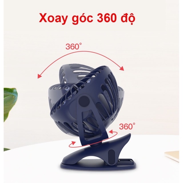Quạt tích điện ( lên đến 20h ) Quạt mini để bàn- kẹp xe đẩy, ô tô xoay 760 độ chính hãng | BigBuy360 - bigbuy360.vn