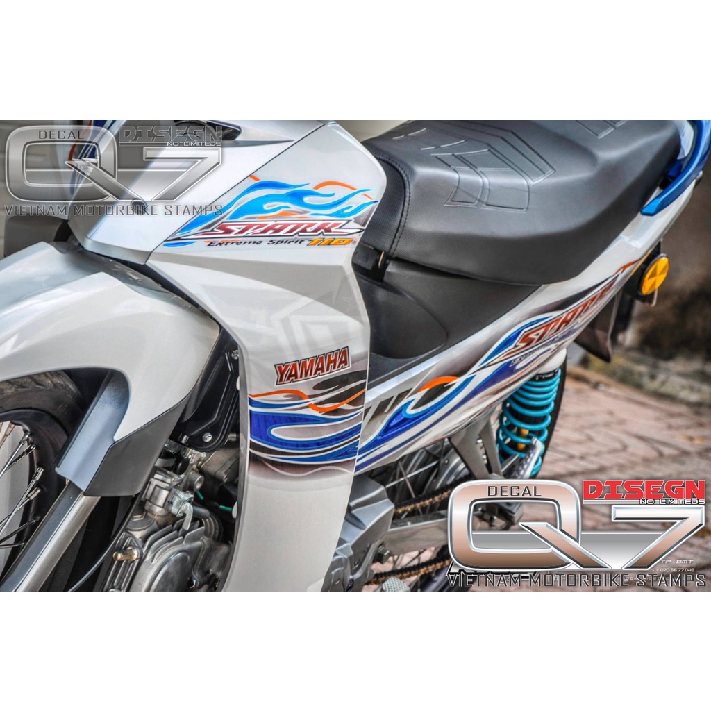 Tem Rời Sirius 110 Trắng Xanh lửa