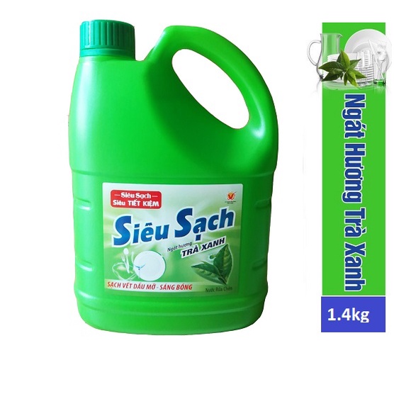 CAN Nước rửa chén Lix SIÊU SẠCH  can 1.4kg TRÀ XANH/ CHANH