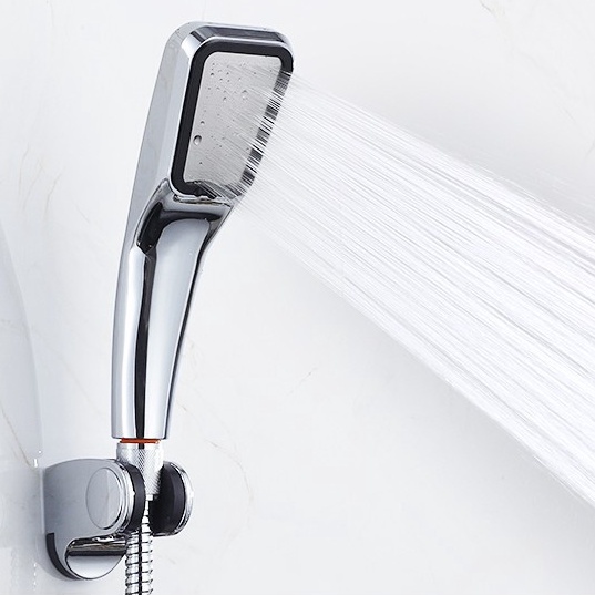 Bộ Vòi chậu rửa liền sen nóng lạnh 2 chân bằng đồng Kèm vòi sen tăng áp vuông dẹt nhựa ABS mạ màu Bạc cao cấp - Đủ bộ