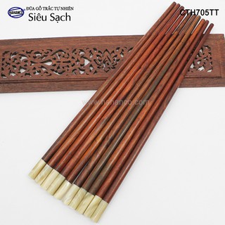 Đũa gỗ Trắc đầu ốc xà cừ Singapore  - CTH705TT - (Hộp 10 đôi tròn) gỗ Trắc tự nhiên _ Chopstick of HAHANCO