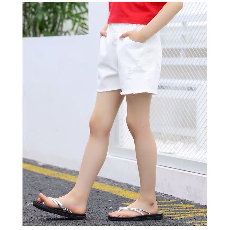 Quần Short Denim Phối Rách Thời Trang Cá Tính Cho Bé Gái hàng quảng Châu Cao Cấp (QB2)