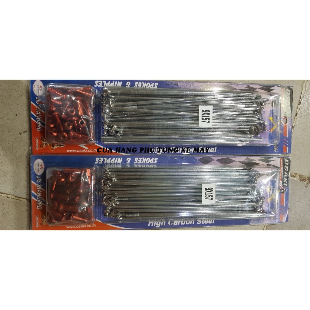 Bộ căm Osaki trắng chân đỏ cao cấp - 2 bánh