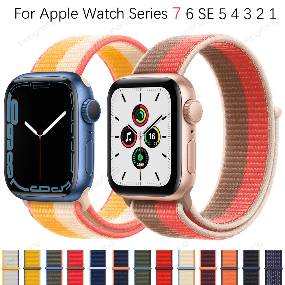 New Color for Apple Watch Band Series 7/6/SE/5/4/3/2/1 Band 42mm 38mm 40mm 44mm 41mm 45mmNylon Sport Loop Strap