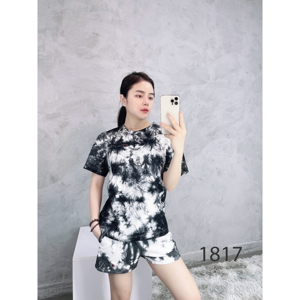 (HÀNG XUẤT XỊN) Quần short phối màu loang 1817 CHAM TYE DYE  Made in Cam/bo/dia full-tag-code