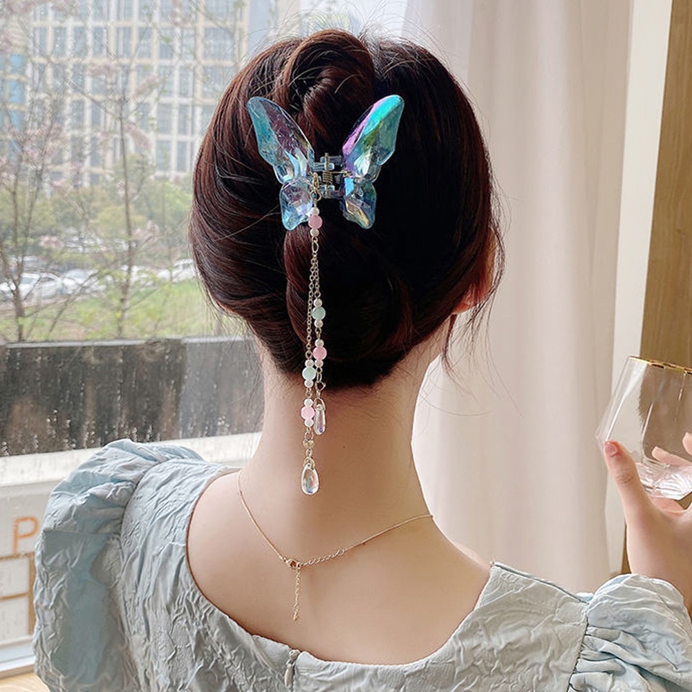 Kẹp Tóc Bướm Acrylic Màu Trong Suốt Màu Gradient Mới