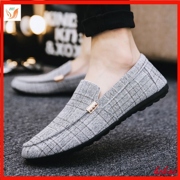 Giày lười vải canvas thoáng khí thời trang Hàn Quốc 2021 cho nam