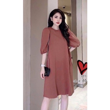 Váy Bầu tay lỡ dáng xuông Chất Đũi Lụa xmay MjnHa
