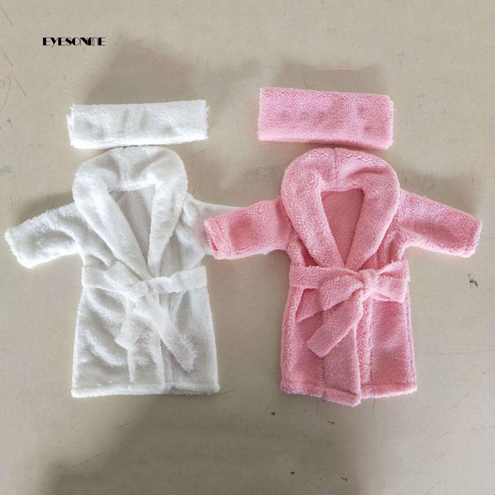 Set áo choàng tắm + khăn choàng vải nhung mềm mại đạo cụ chụp ảnh cho bé