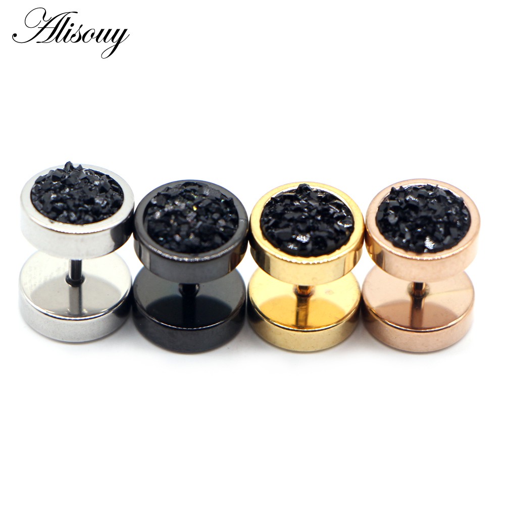 Alisouy Set 2 Khuyên Tai Chuông Tròn Hai Mặt Bằng Thép Không Gỉ Cho Nam Và Nữ