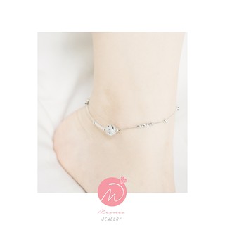 Lắc chân Bạc hình viên bi nạm đá - A11002