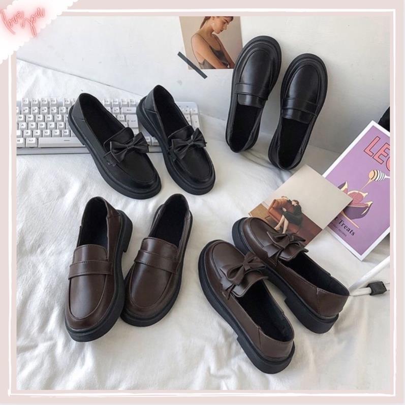 Giày lười da nhỏ nữ kiểu Anh phong cách Nhật Bản màu đen và nâu (ORDER 10-20 ngày) mã G002,G003 💙