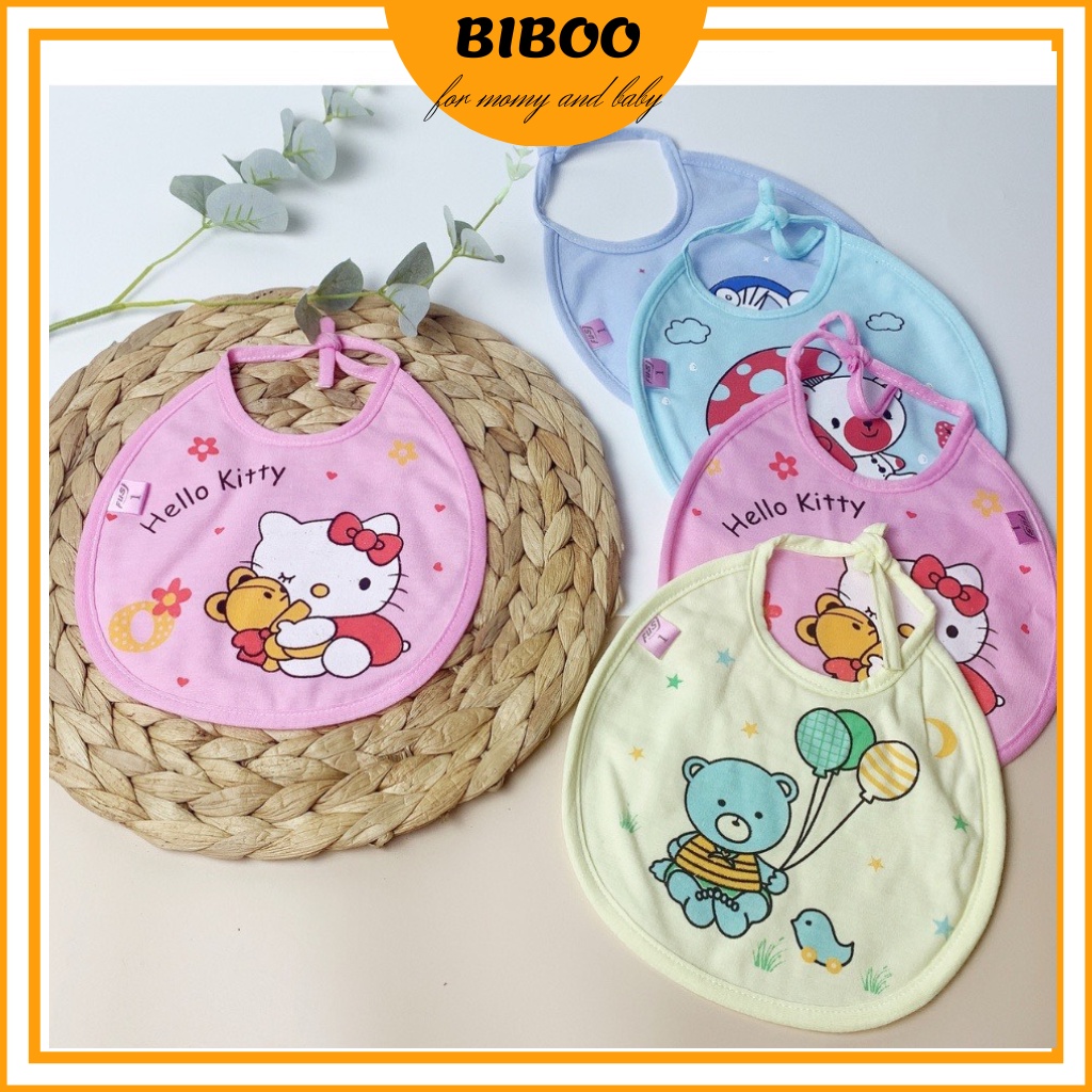 Yếm cotton có lót chống thấm buộc dây xuất Nhật cho bé từ sơ sinh đến ăn dặm quàng cổ, giữ ấm, chống bẩn quần áo