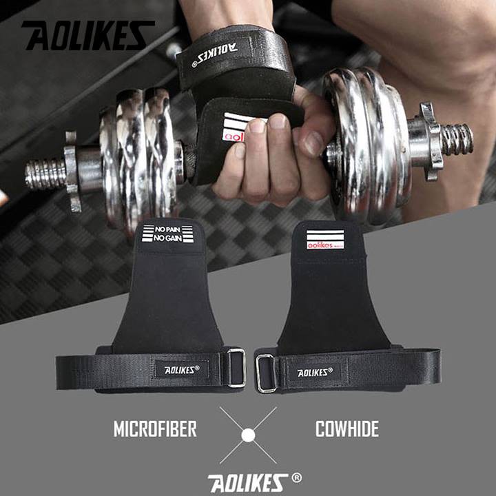 Găng Tay Tập GYM Lifting Grips Aolikes Pro Hở Mu Bàn Tay | AL7639