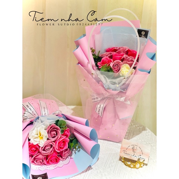 Bó hoa sáp 9 bông by Tiệm nhà Cam quà tặng sinh nhật, 20/10 20/11 tặng kèm túi