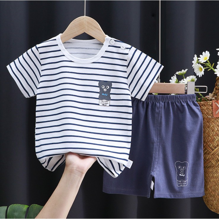 Bộ Thun Ngắn Tay Mùa Hè 2021 Cho Bé Từ 1 Đến 7 Tuổi, Cotton tinh khiết. B05s