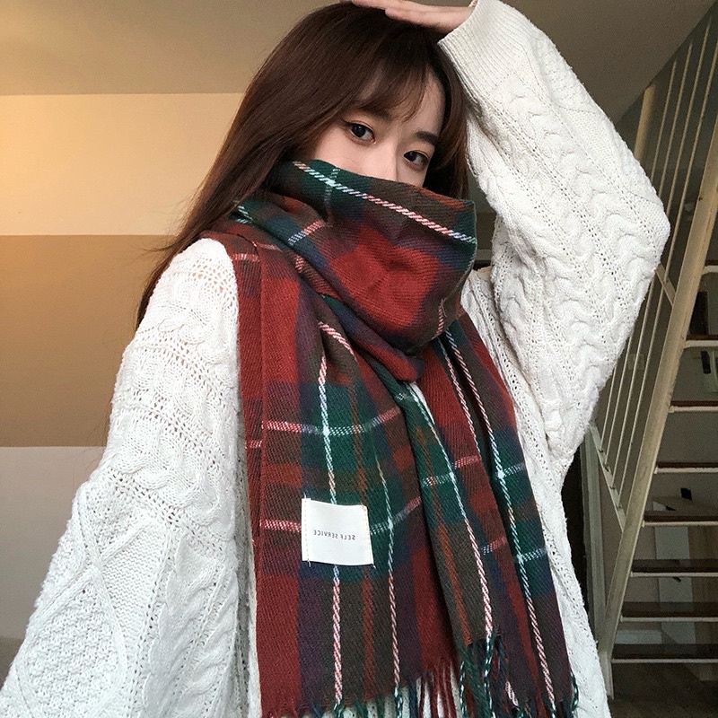 Khăn quàng cổ nữ dạ kẻ ullzang, khăn choàng nam nữ siêu đẹp phong cách Hàn Quốc - K01