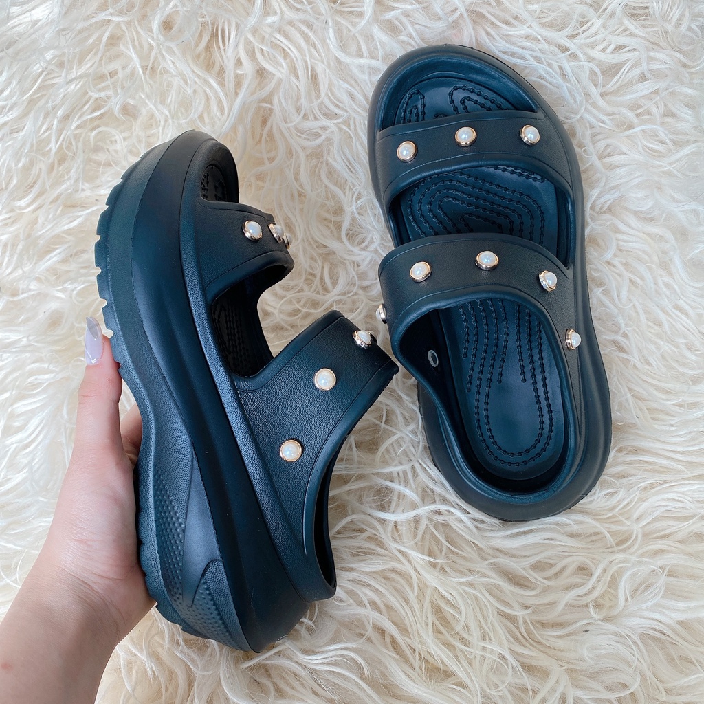 Dép nữ quai ngang Crocss Sandal sticker dễ thương. Chất liệu eva cao cấp, đế cao 5 phân, êm, mềm, phù hợp mọi lứa tuổi