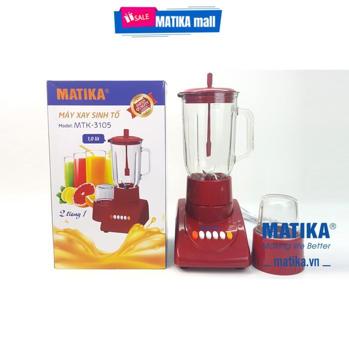Máy xay sinh tố,xay sinh tố Matika MTK-3105 2in1 cối xay thủy tinh,bảo hành 12 tháng