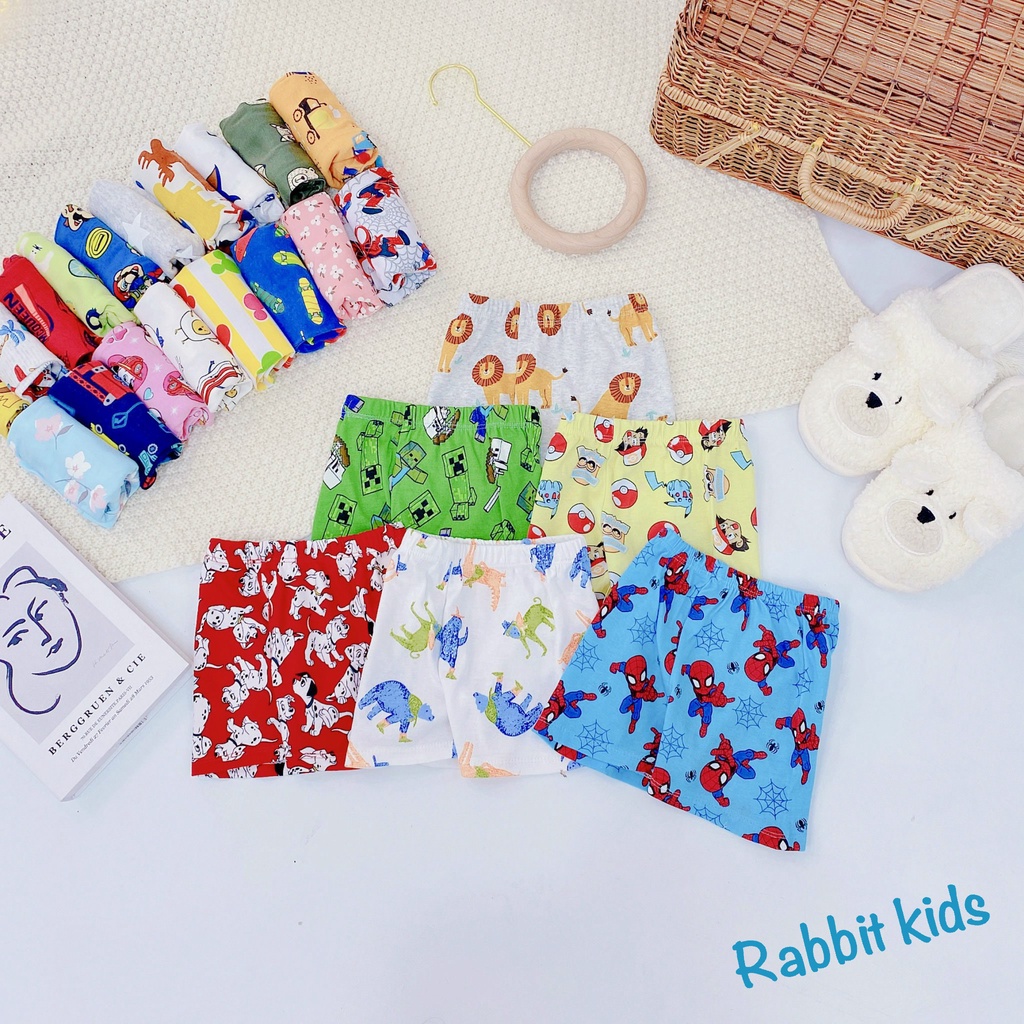 Quần Đùi Chục Bé Trai Bé Gái Mùa Hè FREESHIPRabbit Kids - Set 5 Quần Cộc Trẻ Em 8 - 18kg Chất Cotton Bozip Mềm Mại