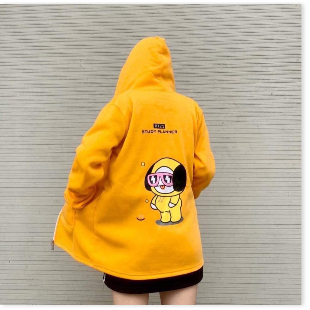 Áo khoác hoodie nữ thun nỉ form rộng có dây kéo BT21 | WebRaoVat - webraovat.net.vn