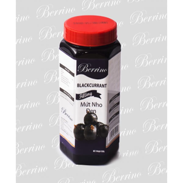 Mứt nhân nho đen (có xác) blackcurrant filling hiệu berrino hộp 1kg