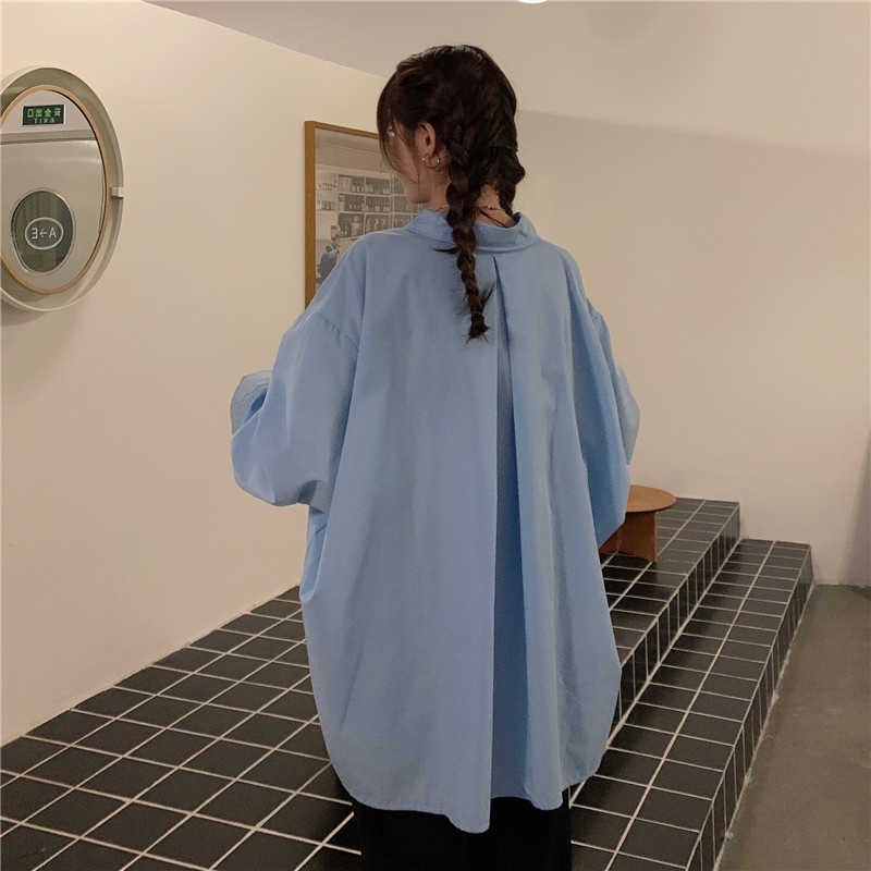 Áo sơ mi tay dài dáng rộng màu đẹp giản đơn trẻ trung dễ phối đồ