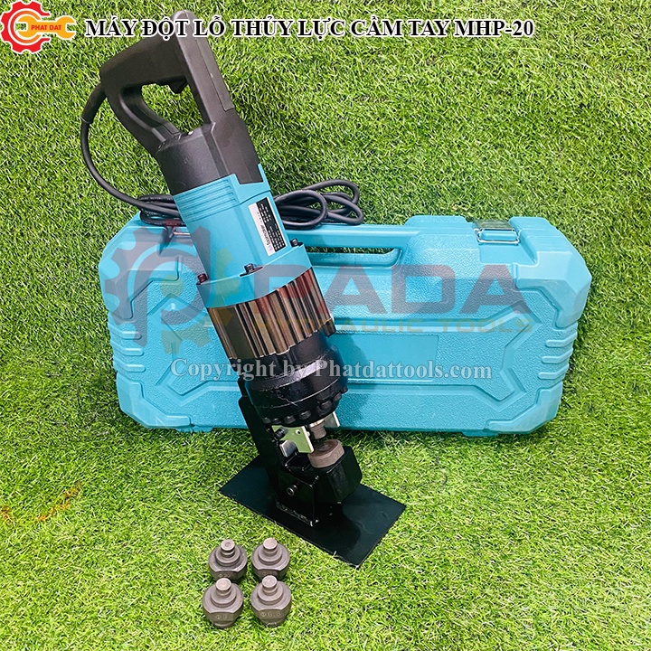 Máy Đột Lỗ Thủy Lực Chạy Điện Cầm Tay MHP-20-Đột Tôn Dày 6mm-Công Suất 900W-Kèm Sẵn 5 Khuôn Đột