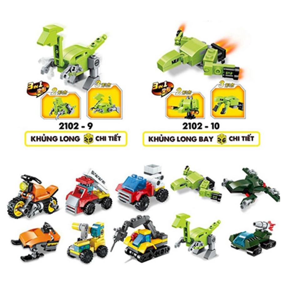 FULL SET ĐỒ CHƠI LẮP RÁP KIỂU LEGO 10 MÔ HÌNH XẾP HÌNH ENLIGHTEN 2102