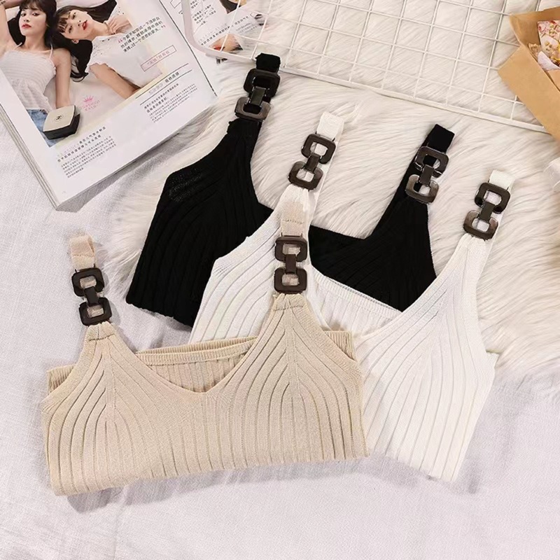 Áo Croptop Dệt Kim Hai Dây Phong Cách Thể Thao Thời Trang Mùa Hè Cho Nữ