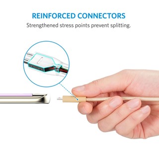 [Freeship toàn quốc từ 50k] Cáp sạc siêu bền ANKER Powerline+ Micro-USB 1.8m cho Android (Vàng Gold)