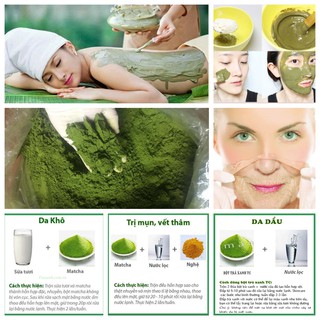 ( 500 gr - gói lớn)Bột trà xanh đắp mặt giúp da đẹp,trắng mịn
