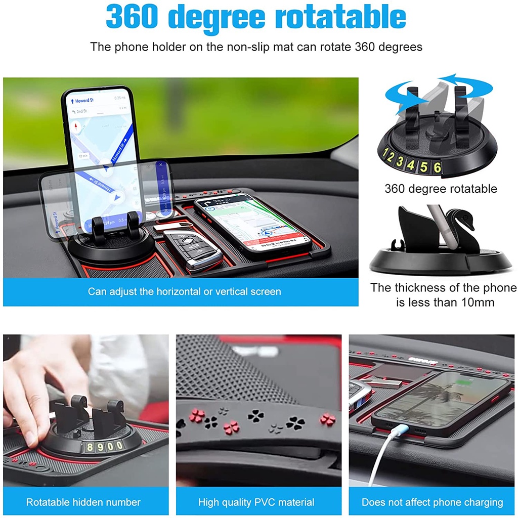 Giá Đỡ Điện Thoại 4 Trong 1 Đa Năng Chống Trượt 360 Độ Cho Xe Hơi° Giá Đỡ Điện Thoại Gắn Trên Xe Hơi Xoay Được