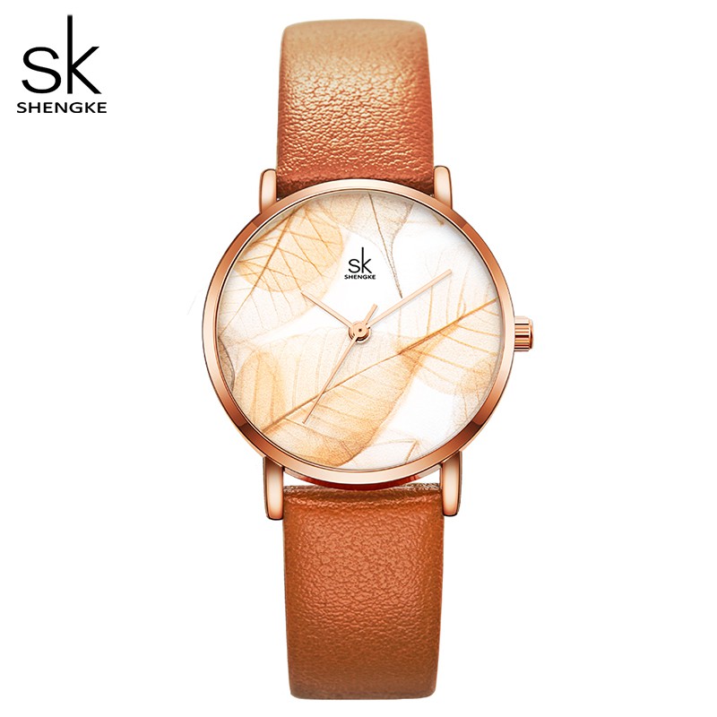 Đồng hồ đeo tay Shengke màu xanh lá cây thiết kế thạch anh đơn giản sang thumbnail