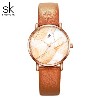 Đồng hồ đeo tay Shengke màu xanh lá cây thiết kế thạch anh đơn giản sang trọng c thumbnail