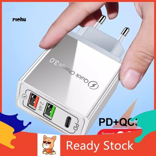 Củ sạc nhanh 3 cổng usb pd 18w qc3.0