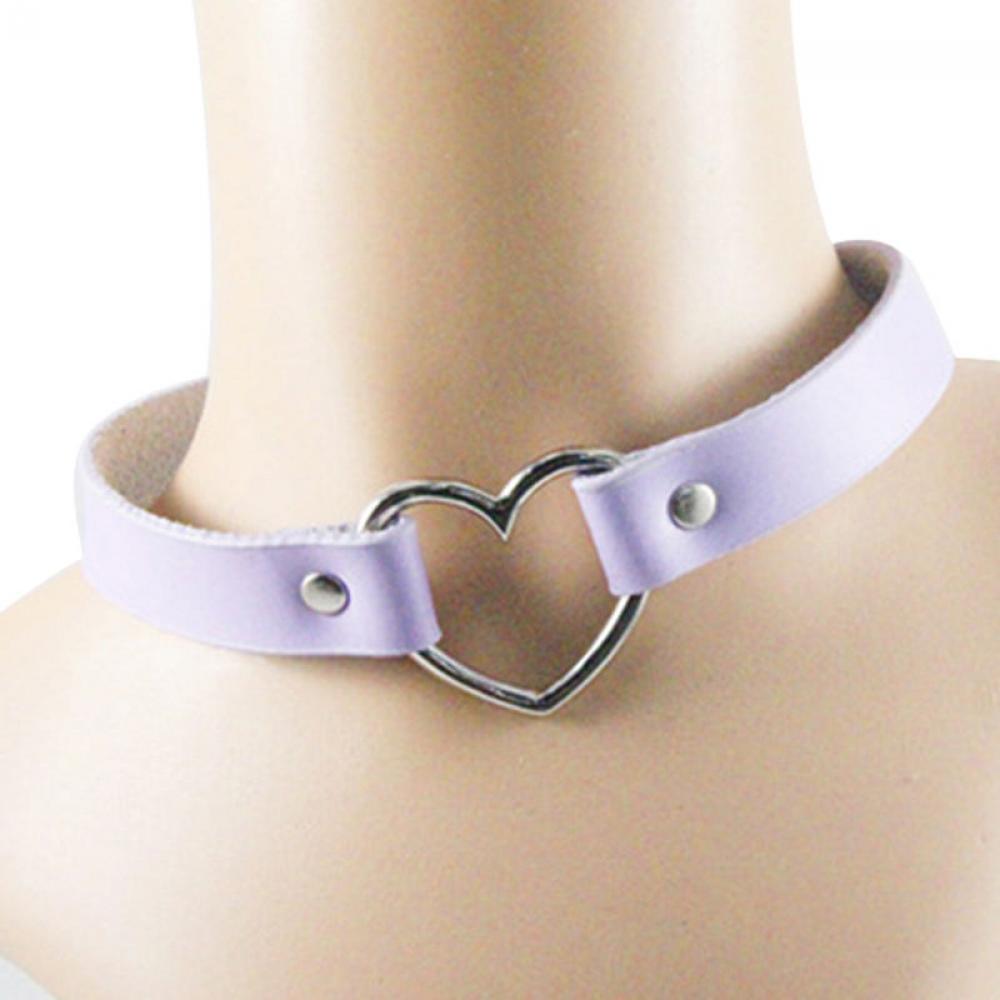 Vòng Cổ Choker Da Pu Đính Vòng Trái Tim Phong Cách Gothic