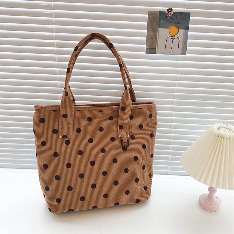 Túi Tote Đeo Vai / Xách Tay Bằng Nhung Kẻ Kích Thước Lớn Siêu Nhẹ Phong Cách Vintage