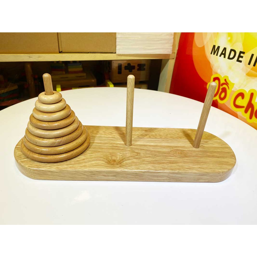 Đồ chơi tháp dời 8 vòng lớn 34cm | Tower of hanoi game trí tuệ chơi tại nhà hoặc trường học