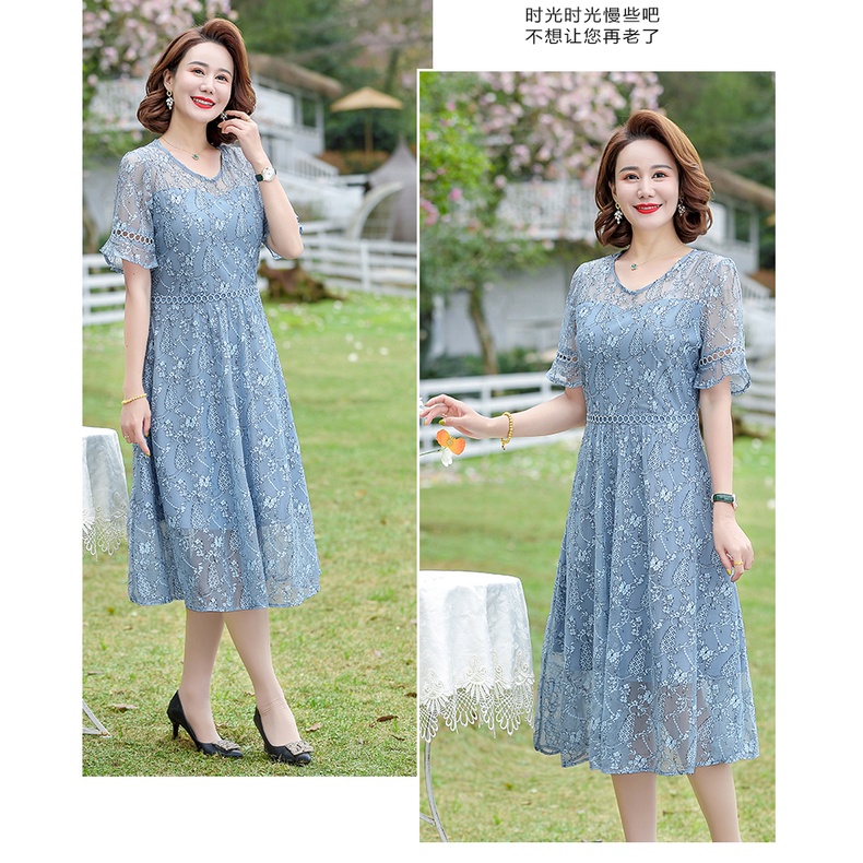 Đầm Chiffon Thời Trang Mùa Hè Phong Cách Phương Tây Hàng Mới 2022 Dành Cho Nữ Trung Niên 50 Tuổi