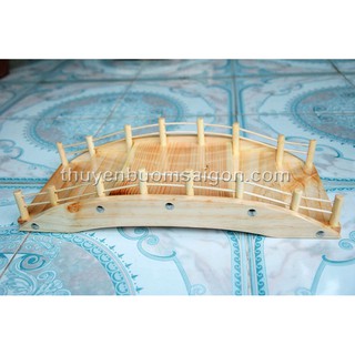 Khay cầu gỗ sushi sashimi 45cm trang trí khay gỗ 3 tầng decor sushi món ăn nhà hàng Nhật gỗ Thông tự nhiên