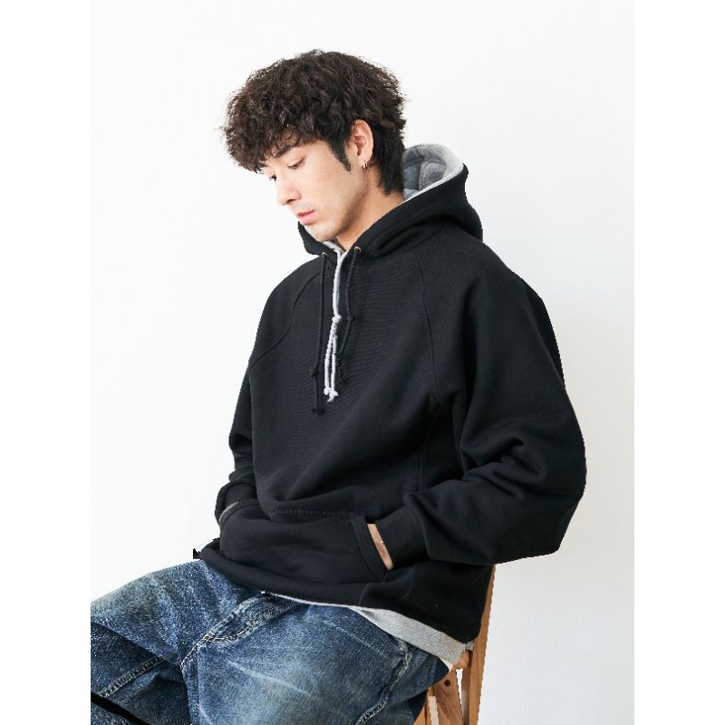 Áo hoodie from rộng nam nữ hai mũ đen xám phong cách hàn quốc basic vải nỉ bông co giãn nhẹ mềm độ dày vừa phải