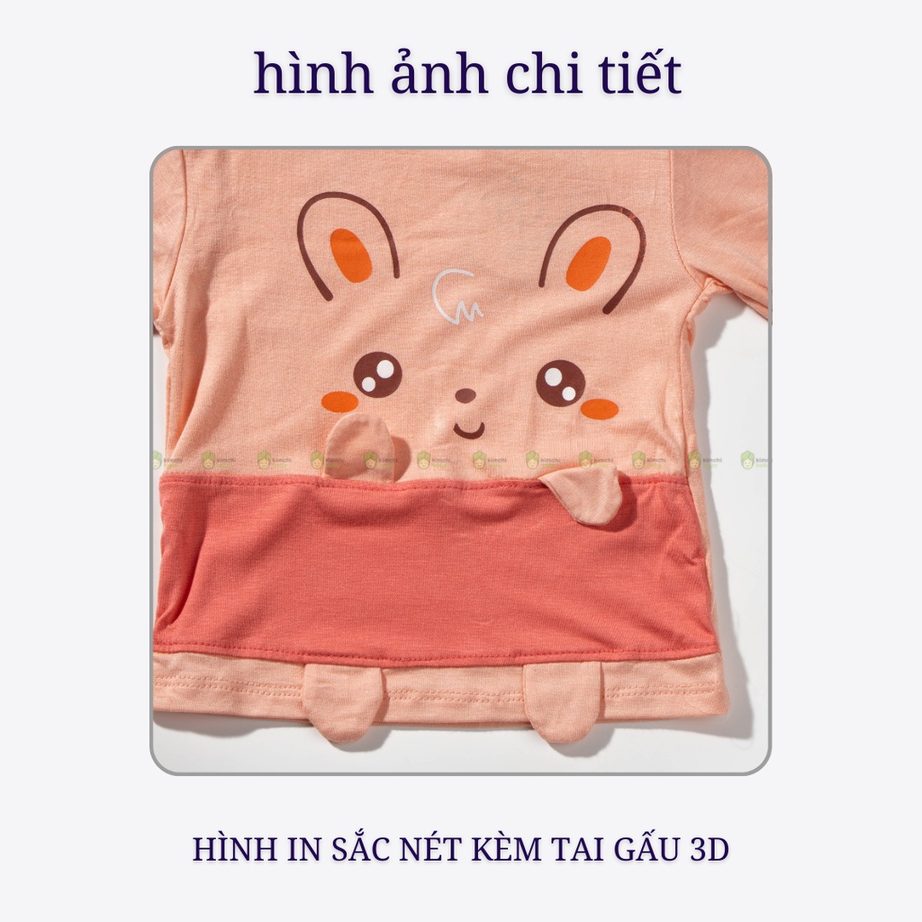 Bộ Dài Tay Thun Lạnh Cho Bé Trai, Bé Gái KIMCHIBABY Hoạ Tiết Hươu Vàng 3D,  Đồ Bộ Mặc Nhà Cho Bé Thu Đông KWTD2207