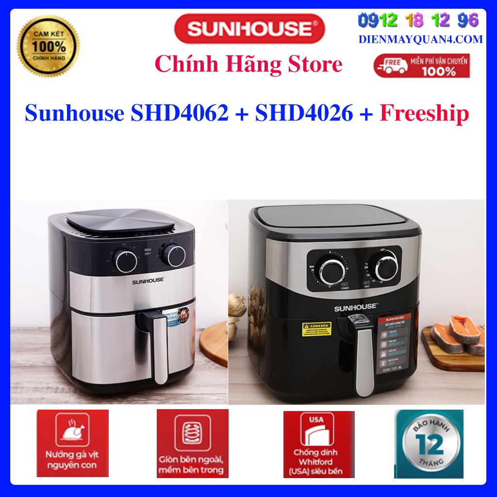 [Mã ELHAMS5 giảm 6% đơn 300K] Nồi chiên không dầu Sunhouse SHD4026 6 lít