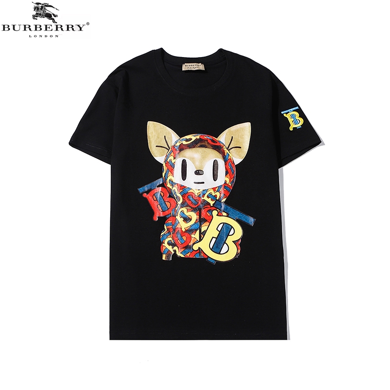 Áo Thun Tay Ngắn Cổ Tròn In Chữ Burberry Cá Tính Cho Cặp Đôi