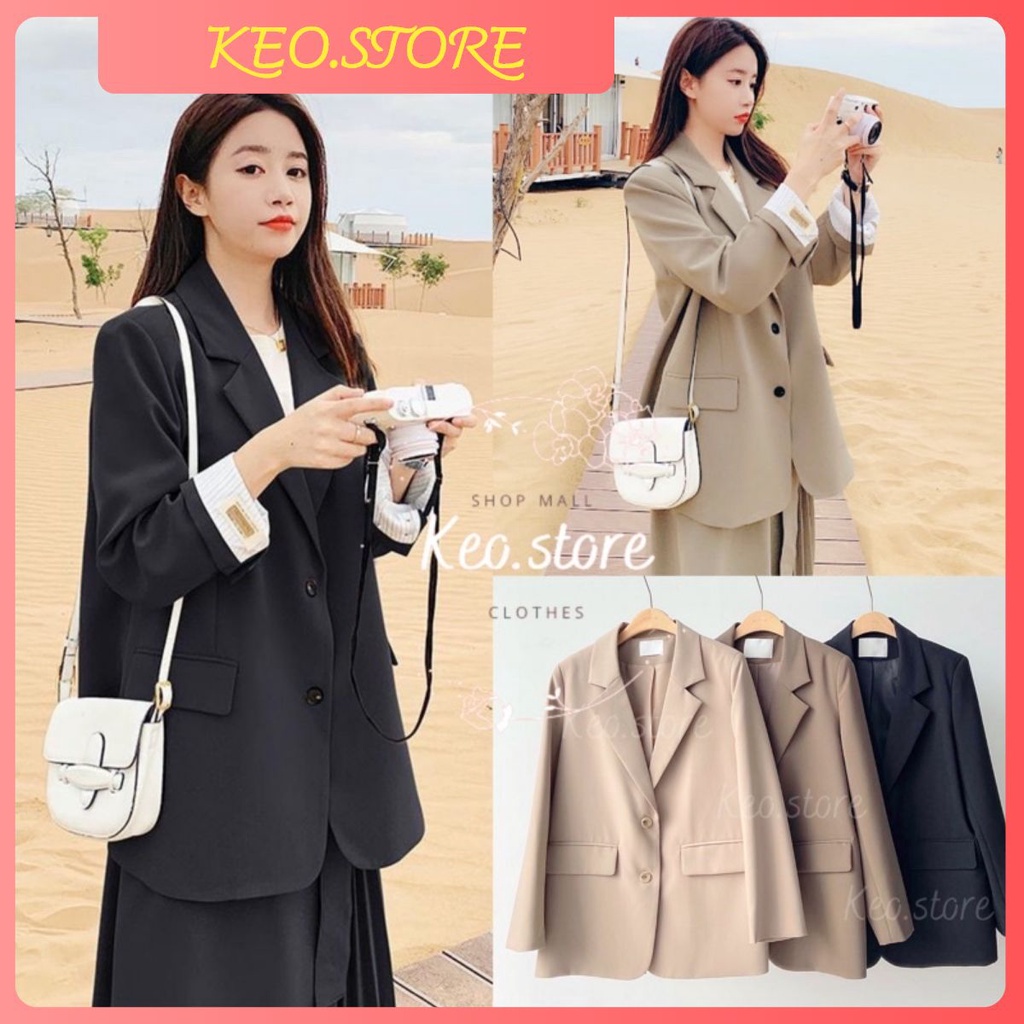 Áo khoác Blazer nữ, thời trang vest hàn quốc cá tính 2 lớp dáng basic ulzzang cứng form khoác trơn hàng loại1